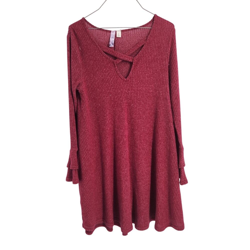 Alya Red Long Sleeve Top Womens Size Large L